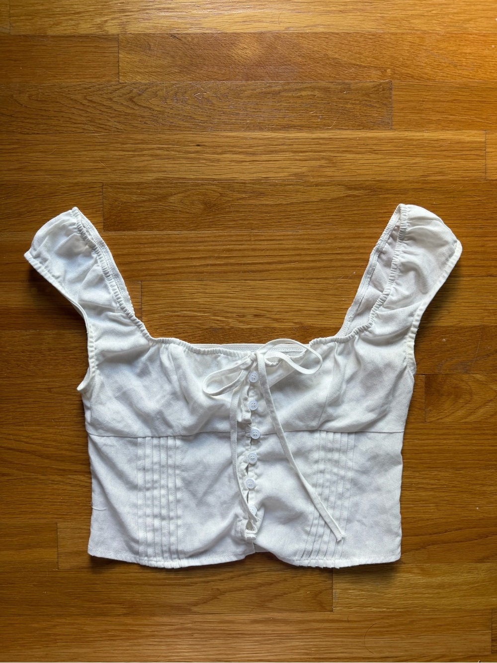 Peppermayo White Button Front Crop Top – US 6/Small